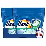 Dash Pods Detersivo Lavatrice In Capsule, 116 Lavaggi (2x58), Classico Fresco, Rimuove Le Macchie, Efficace A Freddo Anche E In Cicli Brevi