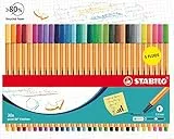 STABILO Penna feltro punta fine punto 88 – Astuccio in cartone x 30 penne pennarelli di cui 5 colori fluo