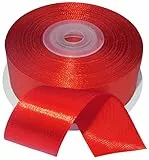 AERZETIX - C55653 - Rotolo di nastro di raso satinato 25mm x 25m - colore rosso - striscia di imballaggio regalo decorazione matrimonio compleanno festa - in poliestere