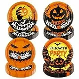 Amycute 72 Pezzi Piatti Halloween, Set Piatti Halloween Carta, Stoviglie per Feste Halloween 4 Stile Halloween Piatti di Carta per Decorazioni Halloween (Tema 1)