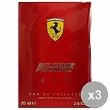 Set 3 FERRARI SCUDERIA RED Eau de toilette Colonia Uomo 75 Ml. Profumi