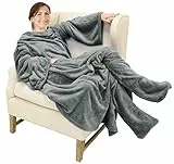 Catalonia Classy Coperta in Pile con Maniche e Piedi, Morbido Plaid con Maniche, slanket Coperta con Piedi, Regalo per Adulti, Uomini, Donne, Adolescenti, Fidanzata, Moglie, 190 cm x 135 cm