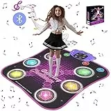 GARNHLOB Tappeto da Ballo Bambini Giocattolo con 6 LED Demo,Tappetino Musicale da Ballo Bambina con Bluetooth,Tappetini da Ballo 5 modalità di Gioco,Regali Compleanno per Ragazze 3-12 Anni (Viola)