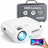 WiMiUS Proiettore WiFi Bluetooth, Mini Videoproiettore 6500 Lumen Supporto 1080P Full HD, Proiettore Portatile per Telefono Compatibile con HDMI / PS4 / USB/TV Stick, Proiettore 250' per Home Cinema