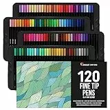 Zenacolor 120 Pennarelli Punta Fina 0,4mm - Per calligrafia, disegno di precisione, scrittura, colorazione per adulti, mandala, fumetto, manga