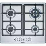 Bosch Elettrodomestici PGH6B5B90 Serie 4, Piano cottura a gas, 60 cm, acciaio inox