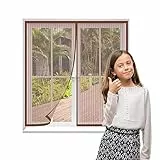 AMCER Zanzariera Magnetica Finestra 120x140cm, Tenda Magnetica, Mantiene Stanza Traspirante Porte Esterne con zanzariera Porte per Balconi Portefinestre - Marrone