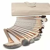 18 Pezzi Set di Pennelli Trucco Con Custodia da Viaggio Manico in Legno Professionale Kabuki in Fibra Sintetica Premium per Fondotinta Blush Correttore Ombretto Viso Potere