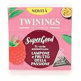 Twinings, SuperGood, Tè Verde Aromatizzato al Lampone e Frutto della Passione, Gusto Dolce, Profumato e Dissetante, 1 Confezione da 20 Filtri