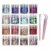 Glitter per Unghie Corpo Viso, 16 Pcs Colori Glitter Polvere Trucco Set per Decorazioni Brillantini Capelli Make Up Occhi Paillettes per Feste Musicale Festival Artigianato Matrimoni