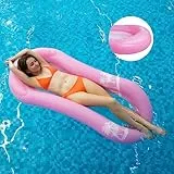Galleggianti Gonfiabili per Piscina per Adult,Amaca Gonfiabile Galleggiante Materasso per Piscina con Rete,Materassino con Rete Lettino Gonfiabile,Poltrona Lounge ad Acqua(165 * 75cm,Rosa)