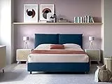 EVERGREENWEB - Letto Contenitore Matrimoniale Imbottito sfoderabile Moderno di design con rete doghe legno per Materassi Matrimoniale, Elegante Testiera con Doppi Cuscini colore Blu tessuto Luxury
