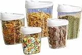 AOI 5 Pezzi Trasparente Scatola Alimentare Ermetica Conservazione Cereali Frutta Secca 1440 ml, 960 ml, 720 ml, 480 ml, 300 ml
