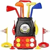 HYAKIDS Set di Giocattoli da Golf, Giochi da Esterno per Bambini, Giochi All'Aperto per Bambini 3 4 5 6 7 Anni, con Mazze da Golf, Palline, Valigie da Golf, Regalo per Ragazzo Ragazze