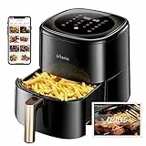 Ultenic K10 Friggitrice ad Aria, Friggitrice Senza Olio, 5L 1500W Air Fryer, Ricette Italiane Online, Display LED Toccabile, Timer, Preriscaldamento per Patatine Fritte, Pizza, Senza BPA e PFOA