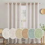 MIULEE Natale Lino Tende Finestre con Occhielli Tenda a Pannello Traslucido Tende Moderne a Vela Trasparente per Porte Balcone Adatte per Soggiorno Camera da Letto 2 Pezzo Set Bianco 140x245 cm