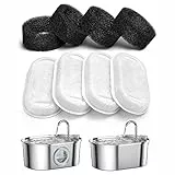 SOOFPET Filtri Fontanella per Gatti, Filtro per Acciaio Inossidabile Fontana per Gatti 3,2L, 4 Pezzi di Filtro a Carbone + 4 Pezzi di Filtro a Schiuma