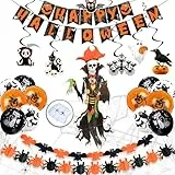 Humairc Halloween Decorazioni, Halloween Palloncini Decorazioni Halloween Casa, Halloween Banner Pipistrello Ragni Ghirlanda Fantasma Palloncini Spirale Sospesa Ragnatela, per Addobbi Halloween Casa