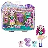 Enchantimals Amiche in Città - Famiglia di Dessa, set include una bambola con gonna rimovibile e accessori e 3 personaggi animali, giocattolo per bambini, 4+ anni, HKN14