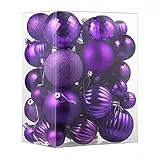 CACOE Set di palline di Natale, 50 pezzi, lilla, per albero di Natale, decorazione per albero di Natale, palline decorative glitterate, per appendere le decorazioni della porta, decorazioni per feste