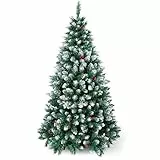 SunJas - Albero di Natale Artificiale con pigne, 120/150/180/210 cm, Punte Appuntite e Abete Artificiale con Supporto in Metallo, Albero di Natale di Alta qualità, pigne,180CM,930Putni
