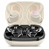 Cuffie Bluetooth Sport, Auricolari Bluetooth 5.3 con Mic Stereo, Cuffie Wireless con Ricarica Rapida USB-C, Cuffiette Bluetooth Doppio Display LED IP7 Impermeabili, Cuffie Senza Fili 48H, Beige(2023)