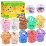 Fluffy Slime Kit –Confezione da 12 Butter Slime Kit, con 10 Colori di Argilla, 2 palline antistress, Slime giocattoli per per Ragazze Ragazzi, idea regalo per ragazze e ragazzi