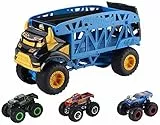 Hot Wheels - Camion Trasporto Monster Trucks. Include 3 auto, multicolore (Mattel GGB64)