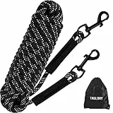 Taglory Lungo guinzaglio da addestramento per Cani, Nylon Riflettente Lunghina Cane con Due Moschettoni, 5m Nero