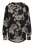 ONLY Onlelcos Emma L/S-Felpa con Cappuccio Jrs, Nero/AOP: Fiore, XS Donna