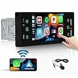 5 Pollici Autoradio Apple CarPlay Wireless 1 Din Android Auto con Schermo, Hikity Touchscreen Stereo Auto Bluetooth, FM Radio, Mirror Link, USB TF Type-C