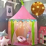 Tiny Land Tenda Gioco per Bambini con Luci Fatate & Borsa Tote, Castello da Principessa per Bambina, Casetta per Bambini da Interno, Tenda per Bambini,Giocattoli e Regali per Bambine