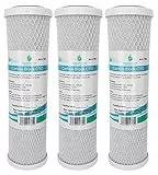 3x AquaHouse AH-CTO5 10'Carbon Block Filtro ad acqua per acqua potabile, sistemi ad osmosi inversa, adatta a tutti gli alloggiamenti a filtro da 10'