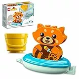 LEGO 10964 DUPLO Ora del Bagnetto: Panda Rosso Galleggiante, Giochi Vasca da Bagno per Bambini da 1,5 Anni, con Ciambella, Secchio e Animale Giocattolo