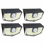 OUSFOT faretti solari a led da esterno IP67 con sensore di movimento Lampade solari a LED per esterni impermeabili, 3 modalità, super luminose, cortile (4pcs)