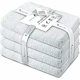Penguin Home® Set di Asciugamani Da Bagno in Spugna 100% Cotone, 4 Pezzi, Bianco