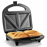 Tiastar Monsieur Croque Maker, macchina per sandwich e pressa elettrica per panini con piastre antiaderenti, controllo automatico della temperatura, impugnatura cool-touch, nera