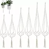 PALUDO 6 Pezzi Vasi Sospesi per Piante, Fioriere Sospese Macrame Plant Hanger, Sospese Portafiori Corda a Forma di Vas Interno ed Esterno per Balcone e Vasi di Fiori Decorazioni Giardino