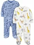 Simple Joys by Carter's Tutina con Piede in Pile Bimbo, Pacco da 2, Alligatori/Giraffe, 3-6 Mesi