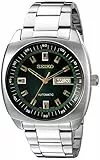 Seiko SNKM97 analogico uomo verde quadrante orologio automatico in acciaio INOX argento