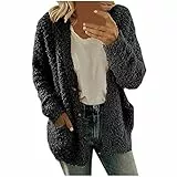 RYTEJFES Giacca in pile Teddy, da donna, lunga, invernale, elegante, colore giallo, per attività all'aria aperta, con cappuccio, giacca in pile, per le mezze stagioni, per l'autunno, per l'inverno,