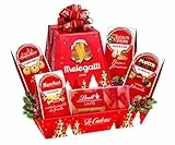LE CADEAU | Confezione Regalo 'Agrifoglio', Cesto Alimentare Natalizio, Vassoio Composto Da Pandoro Melegatti, Cioccolato Lindt, Pasticcini, Canestrelli, Gelèes alla Frutta, Idea Regalo Natale