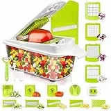 Sedhoom Direct Affettaverdure Taglia Grattuggia Affetta Verdure 23 in 1 Tagliaverdure a Cubetti Mandolina Professionale Multifunzione Patate/Aglio/Cetriolo con Pelapatate