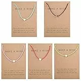 Milacolato Set di Braccialetti per Amicizia 5 Pezzi con Scheda Messaggi Esprimi Un Desiderio Bracciale Regolabile Cuore a Mano Bracciale Fatto a Mano Regali di Gioielli di Moda Semplice da Donna