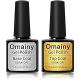 Omainy Base e Top Coat Semipermanente per Unghie Smalto in Gel UV LED Soak Off Kit 2 x 7.3ml