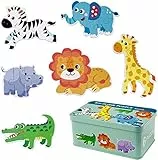 Comius Sharp Puzzle di Legno Set, 6 Pezzo Giocattoli Puzzle in Legno, Educativo Giocattoli Giochi Set Regalo, Giocattoli Montessori per 3 4 5 Anni Bambina Bimbo Ragazza Ragazzo (Animal)