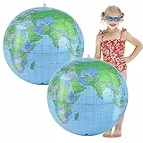 iTYOOS 2 pezzi Globi gonfiabili Blow up Globe Gonfiabile Mondo Globo Beach Balls Blow up Terra Beach Ball Grande Piscina Giocattoli Gonfiabile Mondo Istruzione Globo Atlas Mappa Palla da spiaggia