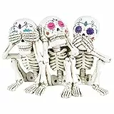 Nemesis Now Three Wise Calaveras - Statuina scheletrata, 20,3 cm, in poliresina, bianco, taglia unica