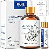 HIQILI Olio Essenziale Bergamotto 100 ML - 100% Naturale e Puro, Premium - Olio per Capelli - per Umidificatore, Diffusori, SPA, Massaggio, Bagno, 3.38 Fl. Oz