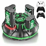 Pacco batteria Xbox One compatibile con Xbox Series X/Xbox Series S/Xbox One/Xbox One S/X/Elite Controller Batteria ricaricabile 4 * 2000 mAh con stazione di ricarica a 4 slot e cavo di tipo C